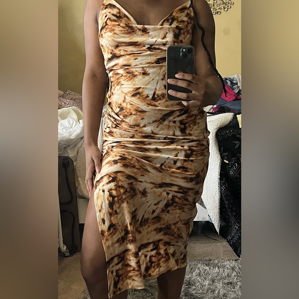 Tie dye Cowl neck dress w/ slit opening